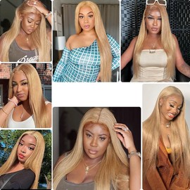 Fabimiya 12 14 16 Inch Human Hair Bundles Honey Blonde 27# Straight Bundles Human Hair 100% Unprocessed Soft Sewn In Hair with Double Weft for Black Women