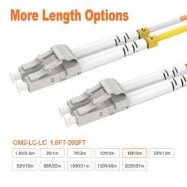 5m(16ft) LC LC OM2 Fiber Patch Cables MMF Multimode, Options 5m~150mft, LC to LC Fiber Optic Patch Cords Duplex, 50/125μm 1G/10G LSZH, RamboCables