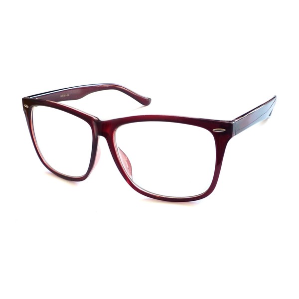 NERD Geek 50s Style Oversize Fashion Frame Unisex Clear Lens Eye Glasses BROWN
