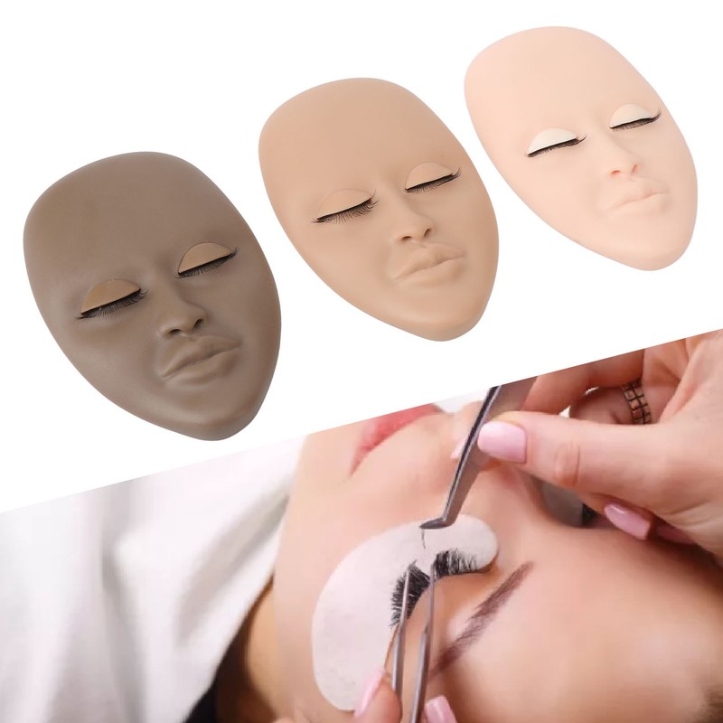 3pcs Lash Mannequin Head Double Layers Realistic Training 3D Rubber