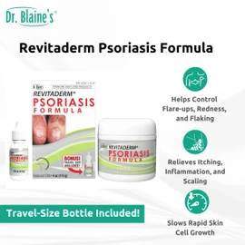 Dr. Blaine’s REVITADERM Psoriasis Formula - Soothing Topical Cream with Coal Tar, Tea Tree Oil and Lavender Oil for Itching, Flaking, Dry, Cracked Skin Relief - 4 fl. oz. - Includes Travel Size Bottle
