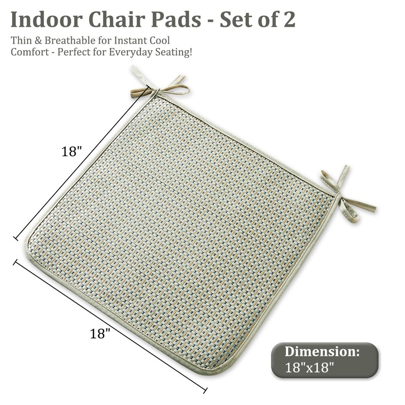 Leeva Woven Rattan Dining Chair Cushions with Ties - Square