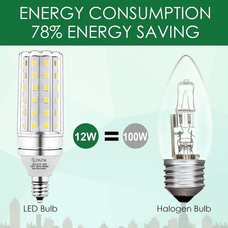 E12 LED Corn Light Bulbs, 12W Equivalent 100W, 1200 Lumen