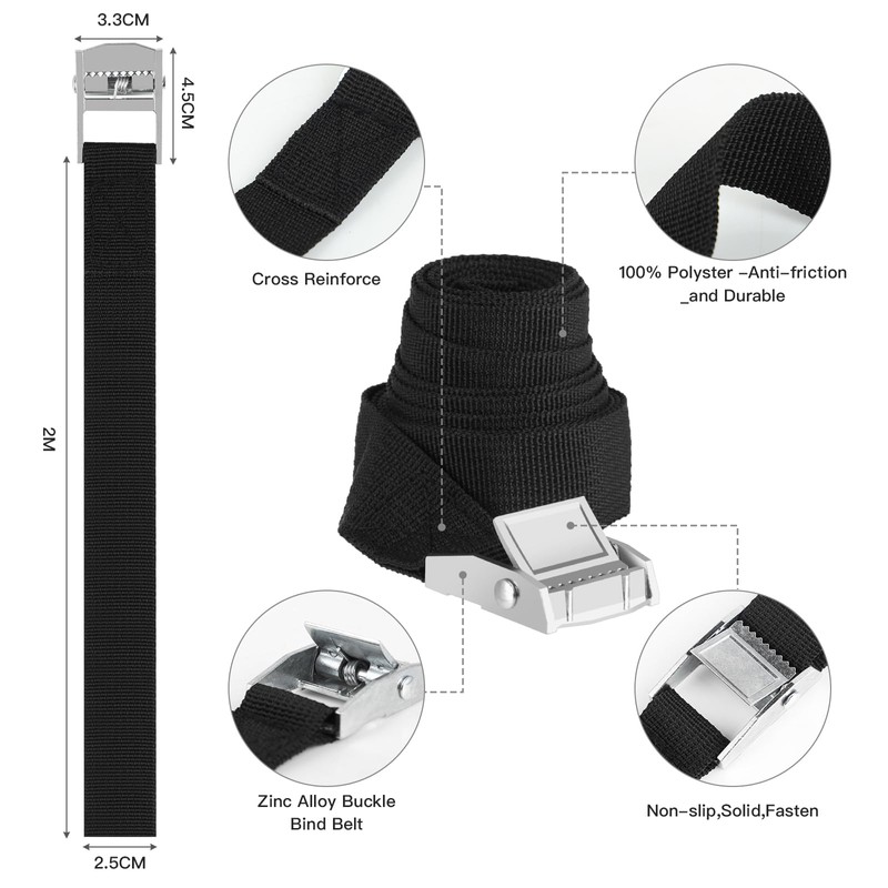 Pack of 6 lashing straps, strong load capacity, fastening straps,