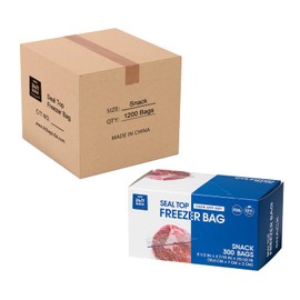 Bulk Snack Freezer Bags - 1200 Count with Expandable Bottom and New Calendar Feature, Easy Fill (4 Boxes of 300)