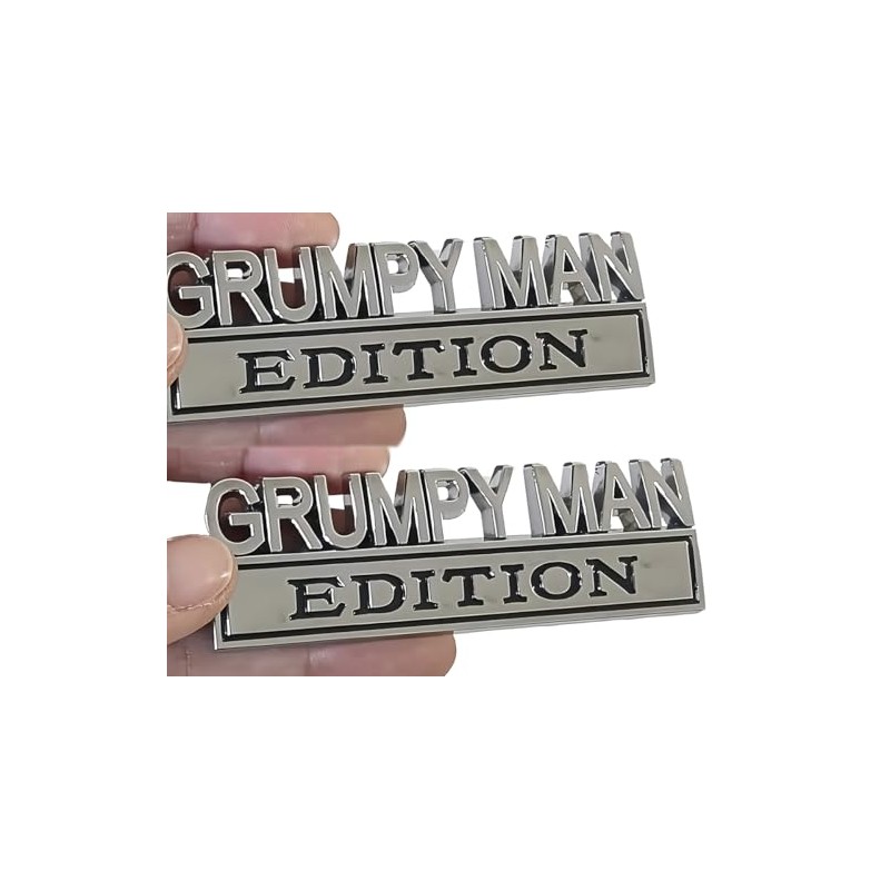 2PCS Metal Grumpy Man Edition Side Rear Front Emblem Badge