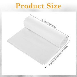 43 inch x 3 Yards White Cotton Fabric by The Yard Medium Weight 100% Cotton Muslin Fabric Soft Embroidery Muslin Quilting Material for Quilting, Sewing, Crafts, Binding, Backing and Lining