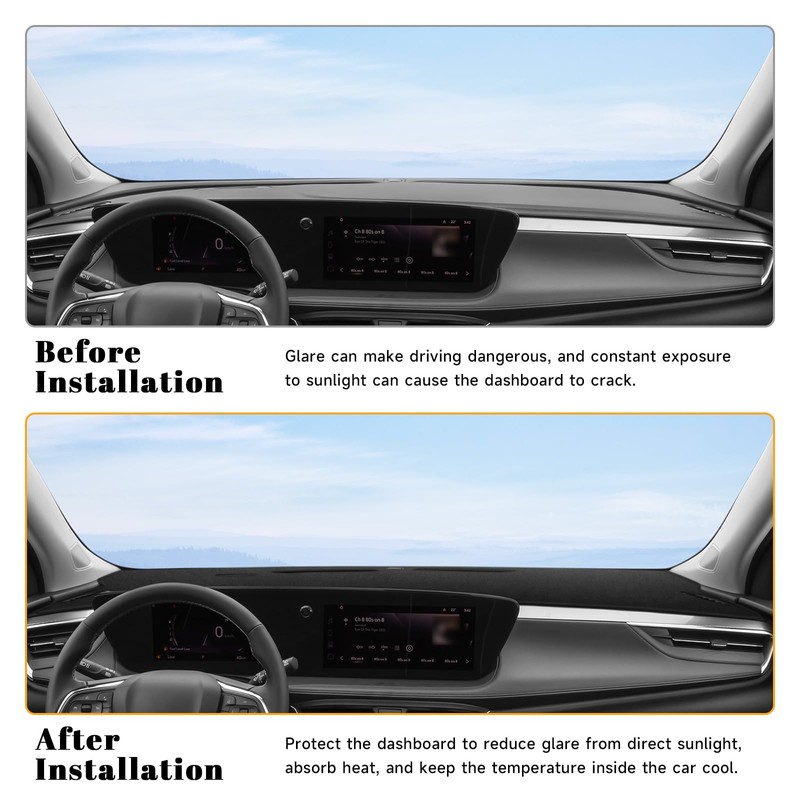 PeakPurit Black Dashboard Dash Board Cover Mat Carpet for Buick