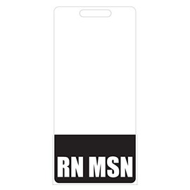 RN MSN Badge Buddy (Black) - Vertical Heavy Duty Badge Tags for Nurses with a Master's Degree - Double Sided Badge Identification Card