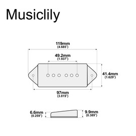 Musiclily Pro 49.2mm P90 Dog Ear Short/Low Neck Position Pickup Covers for USA Les Paul/Vintage Style Epiphone, Cream (Set of 2)