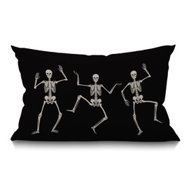 BGBDEIA Skull Cushion Cover Vintage Design Skeleton Funny Fashion Cool Black and White Autumn Home Decor Throw Pillow Covers Cotton Linen 12x20 Inch 30 x 50 cm