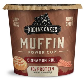 Kodiak Cakes Cinnamon Roll Minute Muffins Power Cups - 100% Whole Grain, High Protein Muffins - Cinnamon Roll Breakfast Muffins Mix, 2.29 Ounce (Pack of 12)