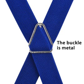 Men's X Back Suspender and Bow Tie Set Elastic Adjustable Braces, Royal Blue