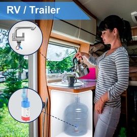 Bazpo 12V Faucet with Switch - German Made 1.5 BAR | Single Hole RV Kitchen Electric Faucet - 360 Swivel Spout, 6A Power | Works with 12V Pump | for Marine, Trailer, Outdoor, Camper (Chrome)