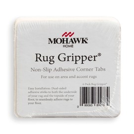 Mohawk Home Non Slip Corner Gripper Area Rug Tabs 4 Pack Anti Curling Double Sided Adhesive 4-inch x 4-inch Square