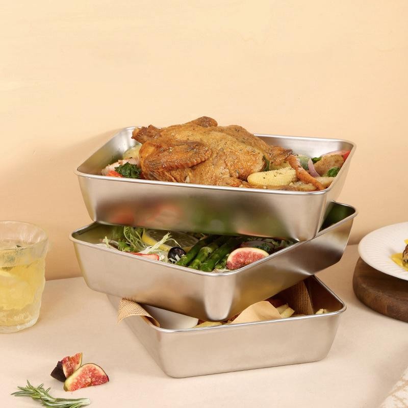 Stainless Steel Storage Container Set with Lid, Stackable Refrigerator Freezer