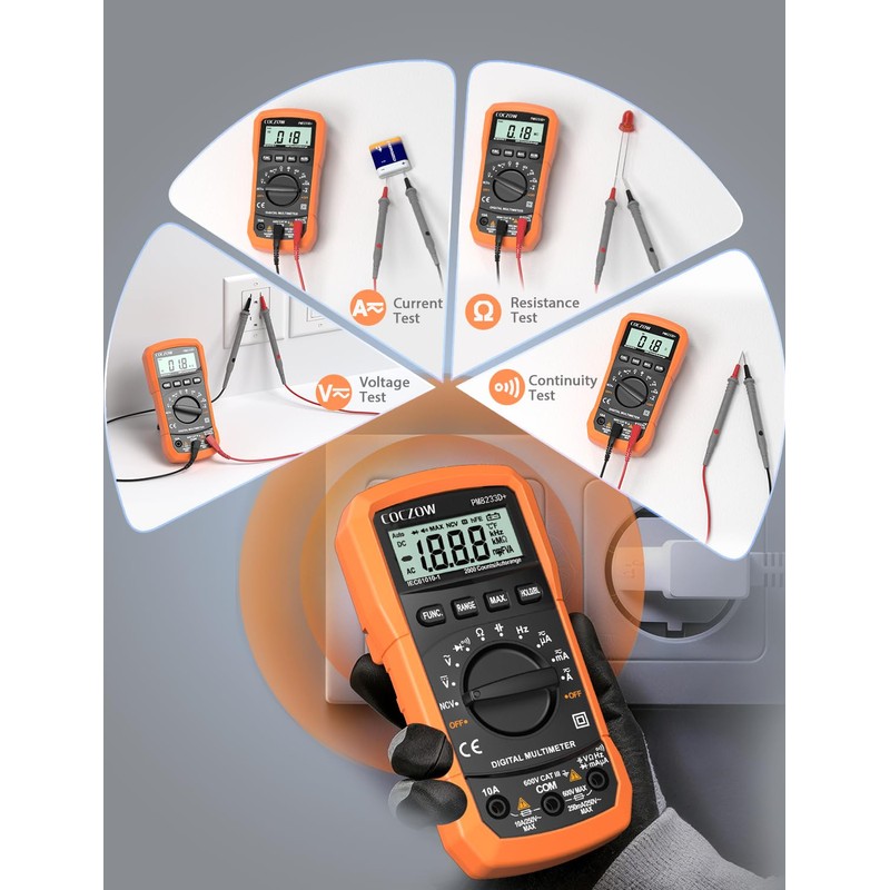 COCZOW Multimeter Digital Multimeter Voltage Tester Volt Meter Ohmmeter Ammeter