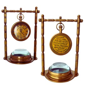 Brújula de reloj de mesa de latón – Regalo de mi amor para hombres y mujeres, grabado con cita romántica, regalos para marido, esposa, pareja, novio novia