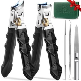 Heavy Duty Toenail Clippers Set with Leather Case - 5 Pieces