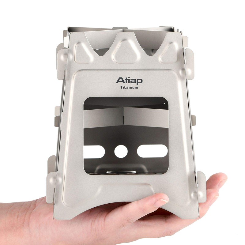 ATiAP Ultralight Titanium Wood Burning Stove Outdoor Camping Multi-Fuels Alcohol