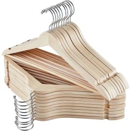ELONG HOME Wooden Hangers, 20 Pack Wood Hangers with Extra Smooth Finish, Precis