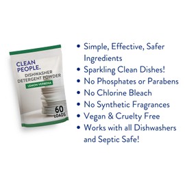 The Clean People Dishwasher Detergent Powder | Cuts Grease and Rinses Sparkling Clean | Residue-Free | Lemon Verbena, 120 Loads