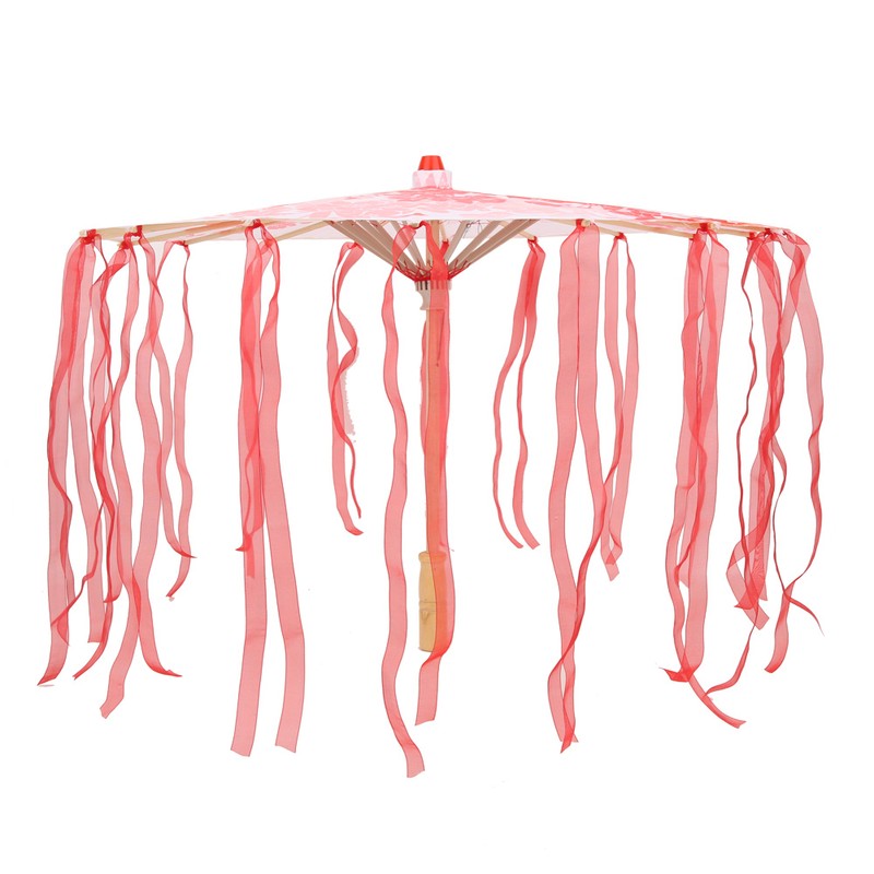 Silk Ribbon Umbrella Art Craft Decorative Photo Dance Perform Prop