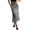 RSBFK Women's Satin Leopard Print Silky High Waist Maxi Skirt