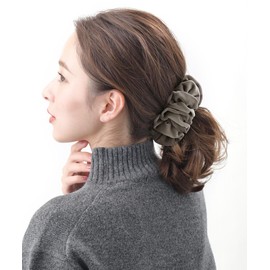 VINGTAINE H-736-gg Velvet Ruffle Banana Clip Simple Office Hair Accessory