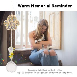 Dog Memorial Gifts - Pet Memorial Suncatcher, Thoughtful Pet Loss Sympathy Gifts, Paw Print Crystal Prisms for Window & Garden Decor, Bereavement Gifts for Dogs and Cats Remembrance (Gold)