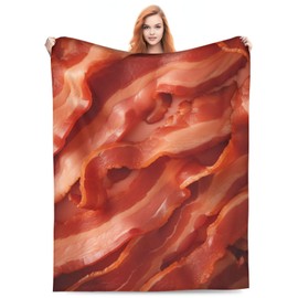 Turamurra Bacon Blanket Super Soft Cozy Lightweight Flannel Throw Blanket for Bed Sofa Travel Decor Food Birthday Gifts All Season 80"x60"