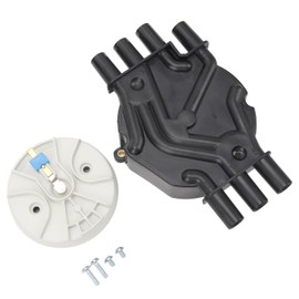 Car Distributor Cap Rotor Set, Simple Installation 120142 Wear Resistant Socket Style Distributor Cap Set Stable for Envoy Jimmy P3500 Safari (Black)