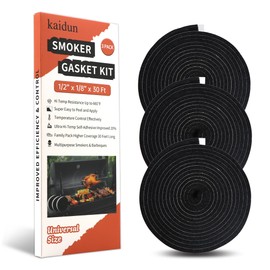 kaidun High Temperature Grill Gasket for Smokers, Black Self Stick Hi-Heat Seal Fire Tape for BBQ Lid, 1/2’’ x 1/8’’, 30 Ft