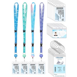 Wayfurr Cruise Essentials Set, Waterproof & Anti-Theft | 4 Cruise Card Lanyards, 6 Cruise Luggage Tags & 12 ID Holders | Universal for Cruise Lines | Perfect for Caribbean/Alaska/Europe Trips