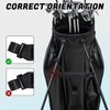 Golf Stand Bag Leg Tether Strap Adjustable Black PU Leather