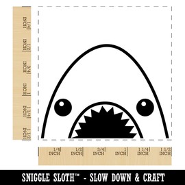 Peeking Shark Self-Inking Rubber Stamp Ink Stamper - 1-1/2 Inch Large - Red Ink