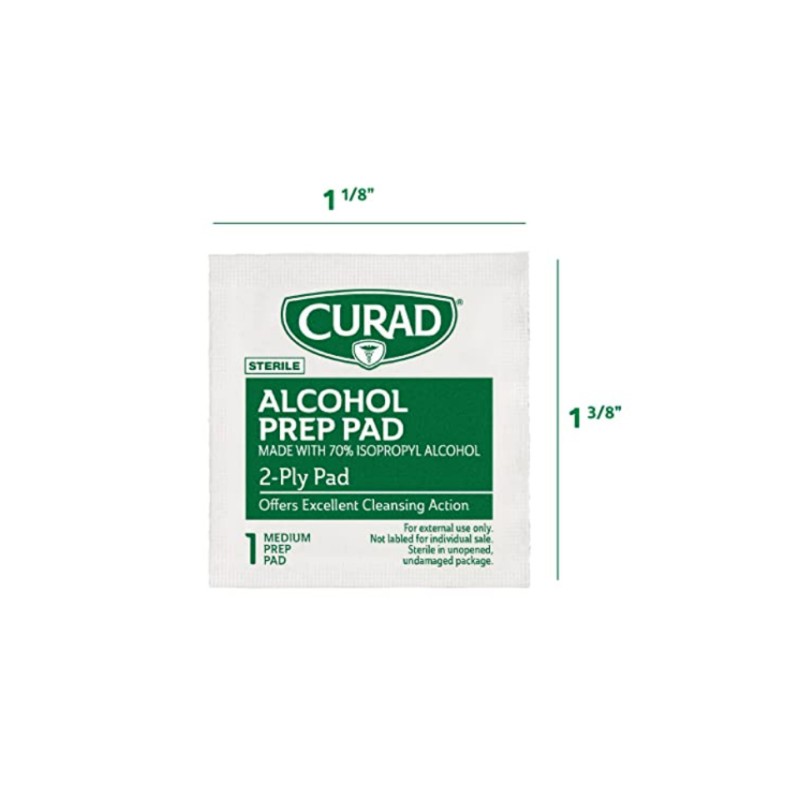 Curad Alcohol Prep Pads , Thick Alcohol Swabs Pack of