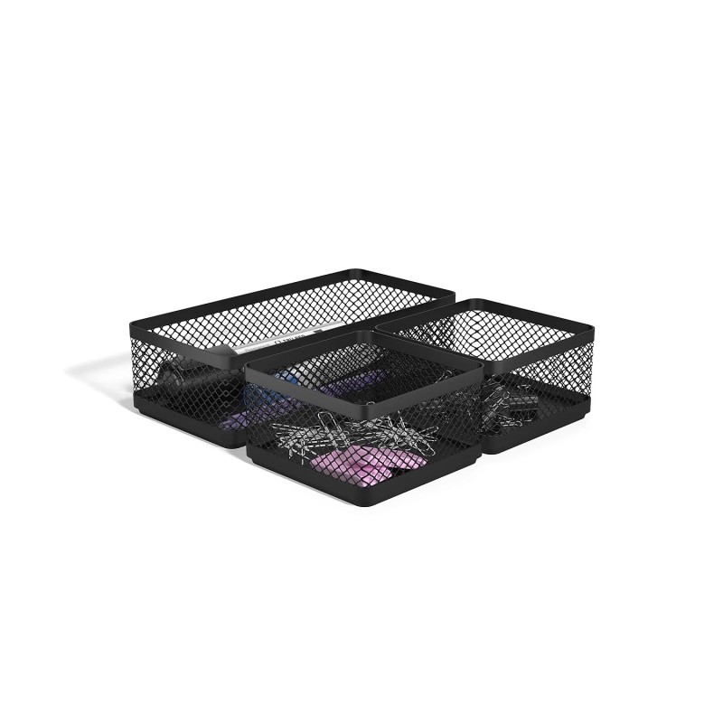 TRU RED 3 Compartment Stackable Wire Mesh Desk Organizer Matte