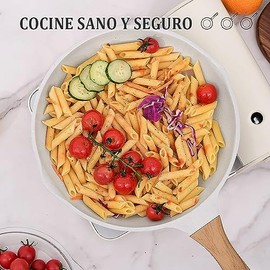 CHEFOLLA Sartén Blanco Antiadherente Granito Cerámica Mango Baquelita 20CM                                                                            