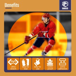 1x Clear Hockey Tape - Multipurpose Tape Roll - Durable Shin Guard Pad Socks and Gear Tape - Strong Adhesive Easy to Stretch & Apply - Hokey Sports Gifts, Accessories, Gear, Equipment