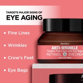 Purifect Anti-Wrinkle Eye Cream with Retinol, Collagen & Vitamin C – 93% Natural, Hydrating & Firming Eye Treatment for Fine Lines, Eye Bags, Crows Feet, Made in USA, 30ml