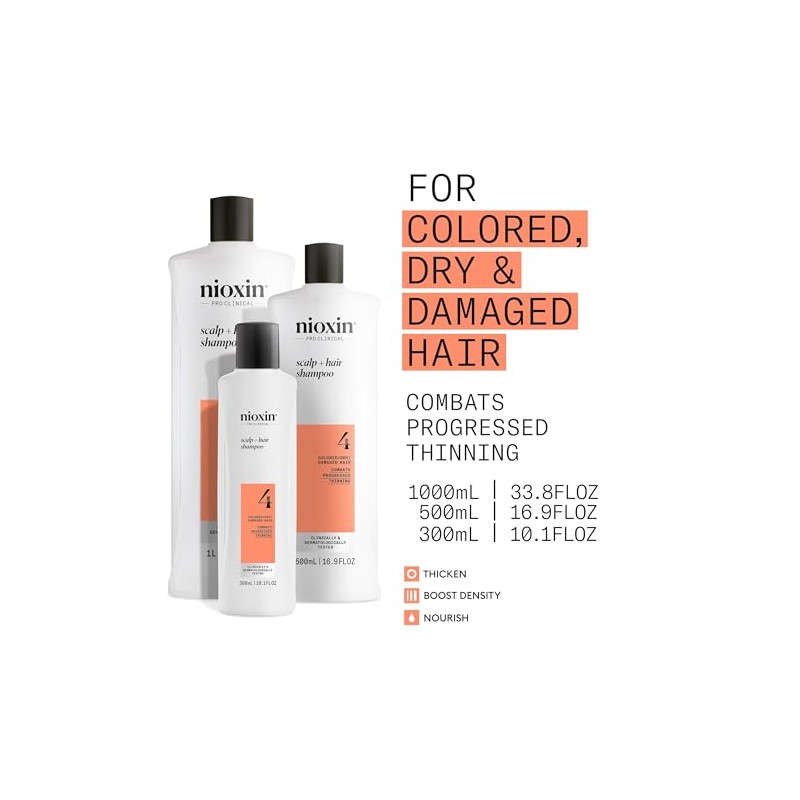 Nioxin System 4 Cleanser Shampoo, 10.1 oz (Packaging may vary)