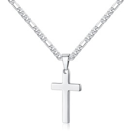 LQIOACU 1 Stück Kreuz Kette Herren Edelstahl, Kreuz kette silber, Kreuzkette silber herren, Kette herren silber