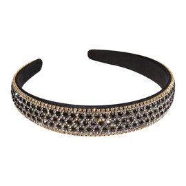 ccHuDE Glitter Rhinestone Headband Bling Sparkly Hairband Jeweled Embellished Hairband Decorative Sparkle Headband Non Slip Hair Hoop for Women Girl Black
