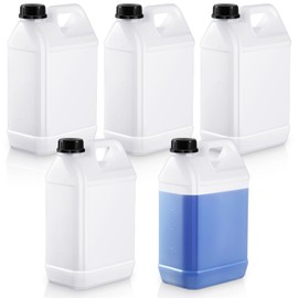 Ziliny 5 Pcs 1 Gallon Plastic Jug with Lids Square Empty Storage Containers Plastic Jar Containers for Water Sauces Soaps Detergents Liquids Cleaning Solutions (Translucent Color)