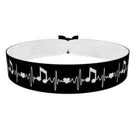 Music Heartbeat schwarz Stoffarmband - Wasserfestes Satinarmband - Modisches Accessoire für Musikliebhaber - Geschenkidee für ihn & sie - Unisex Armband für Festivals und Partys