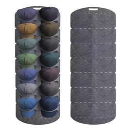 Lunaanda Baseball Cap Holder, Baseball Storage for the Door Cap Holder Wall, Foldable Baseball Cap Holder Organiser Hat Holder for Storage/Presentation Baseball Caps (14 Pockets)