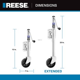 REESE Pro Series EJ10000101 Utility Trailer Jack, Side Mount, 1,000 lbs. Lift Capacity, Sidewind, Bolt-On, 10 Inch Travel