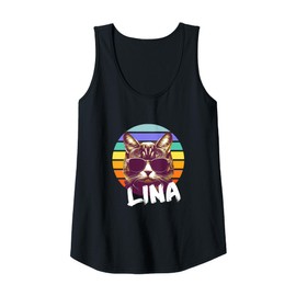 Womens LINA - Beautiful girl name with a cool funny Cat Tank Top