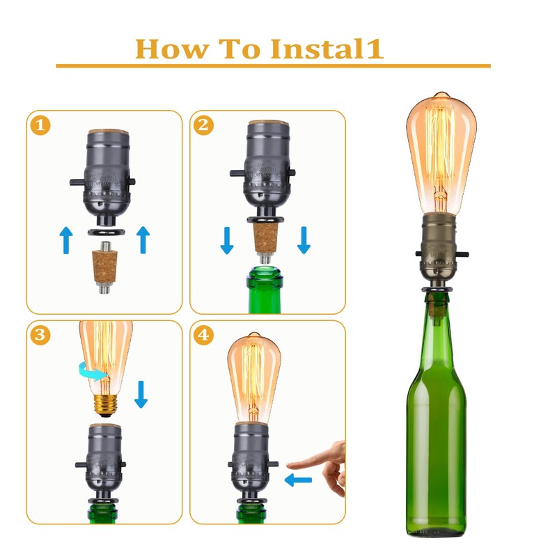 Aokpsrt Bottle Lamp Kit with 9mm Glass Drill bit DIY